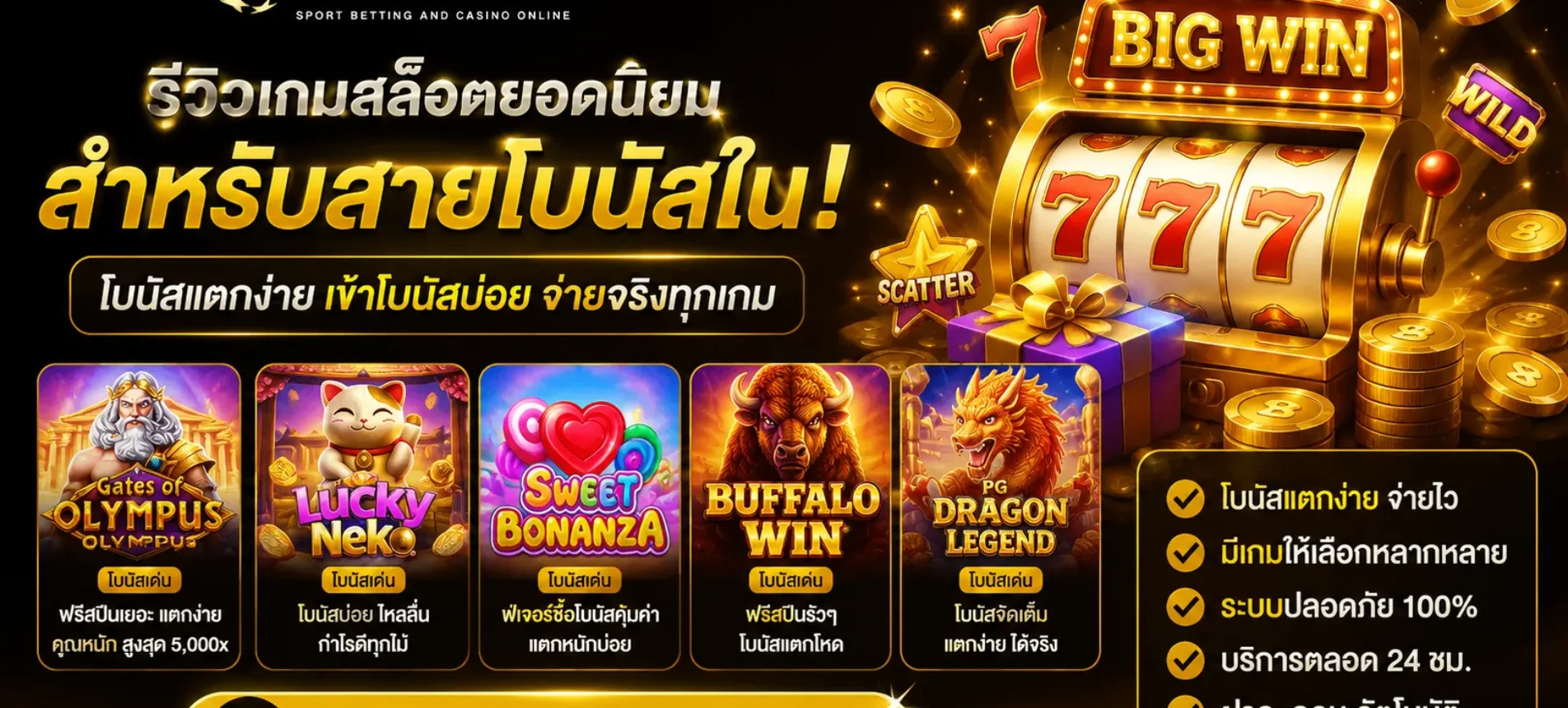 รีวิวเกมสล็อตยอดนิยมสำหรับสายโบนัสใน UFAไทยสล็อต