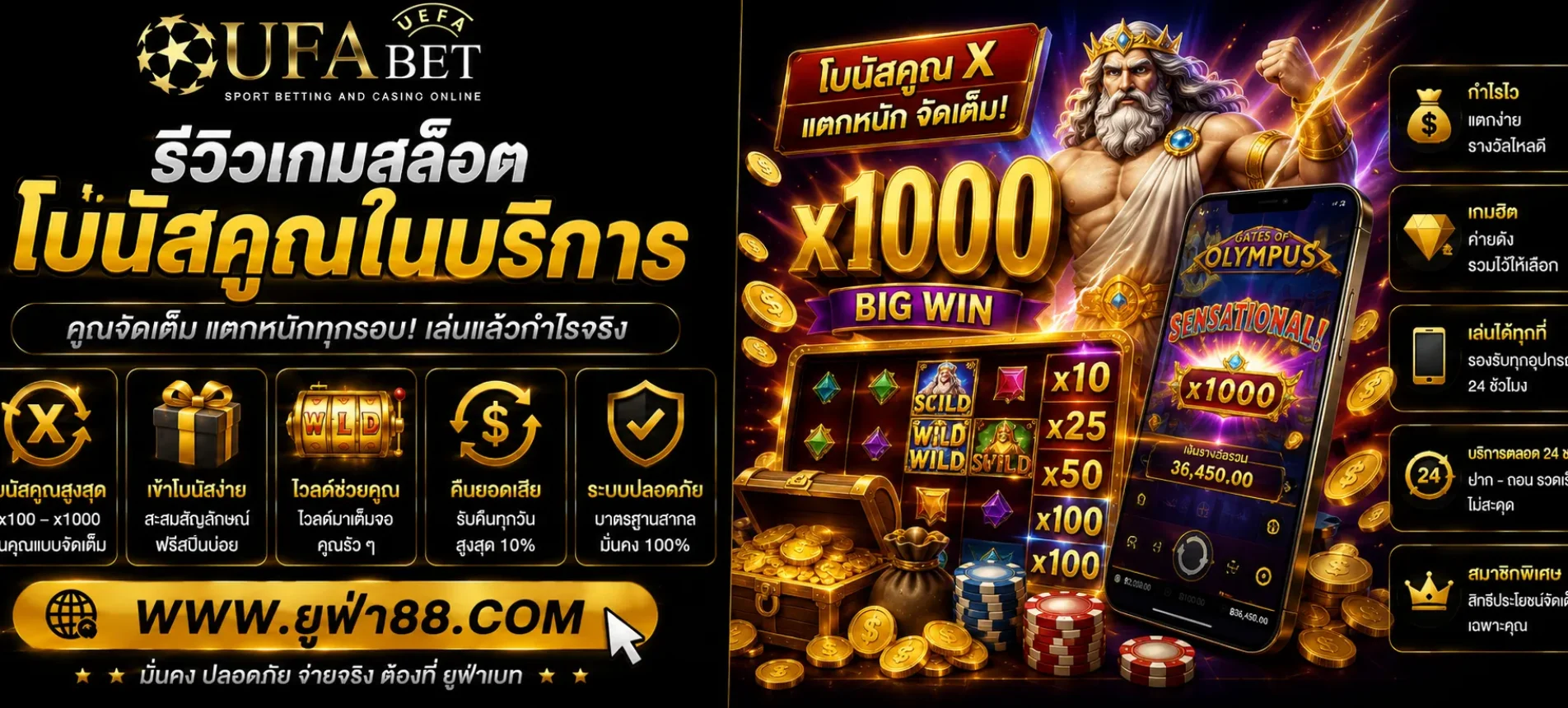 รีวิวเกมสล็อตโบนัสคูณในบริการ GameUFA